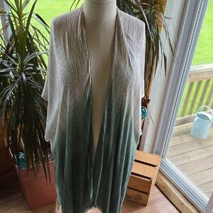 THREE BIRD NEST Striped Green and White Kimono Cardigan